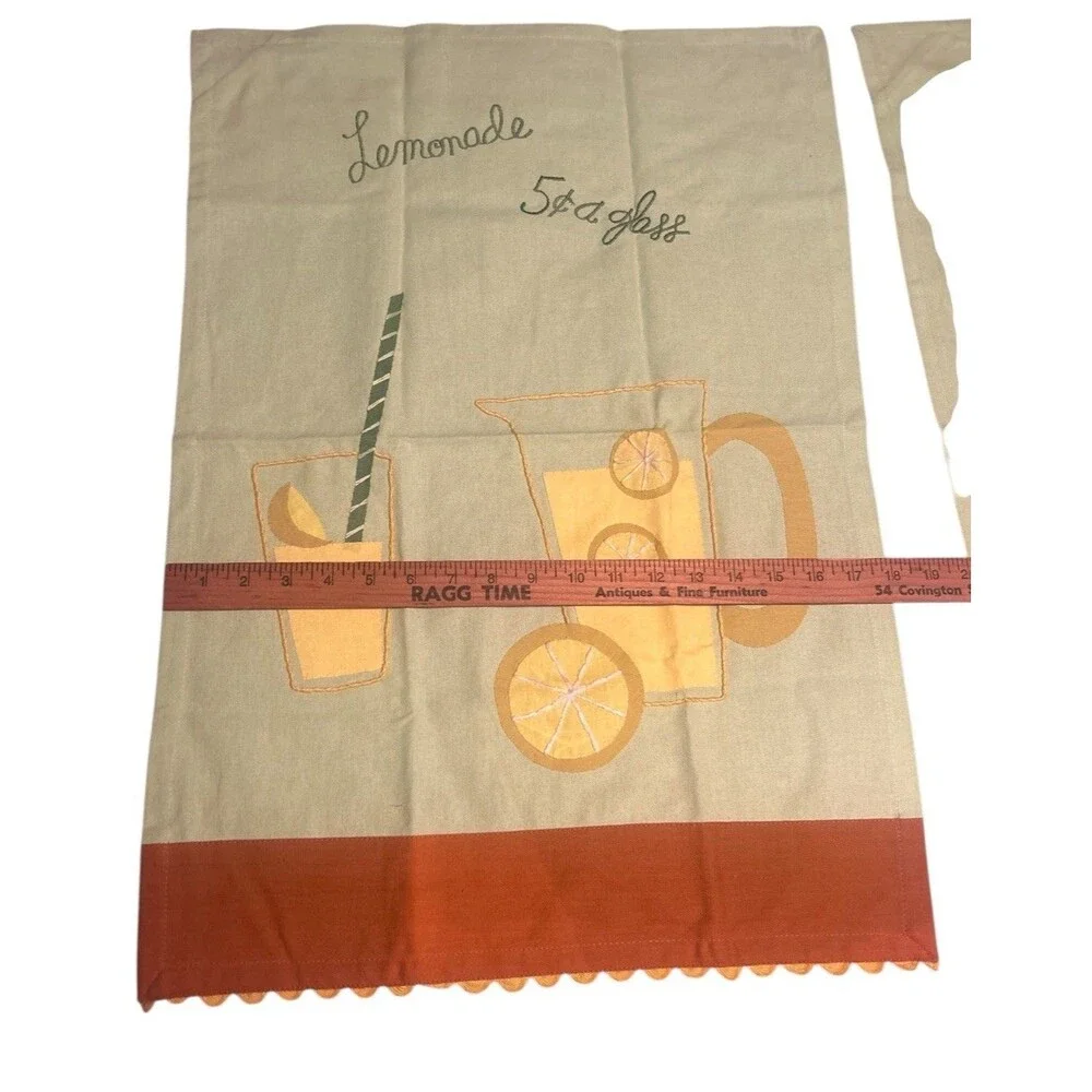 Kitchen Dish Towels Set Of 2 Lemonade 5c A Glass By tag 100% Cotton Summer Lemon